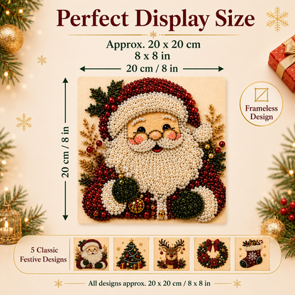 ✨ 3D Pearl Diamond Painting – Christmas Wreath & Stocking DIY 🎄