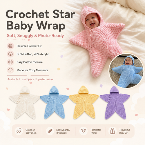 ✨Baby Starfish Knitted Romper - Adorable Hooded Photo Outfit