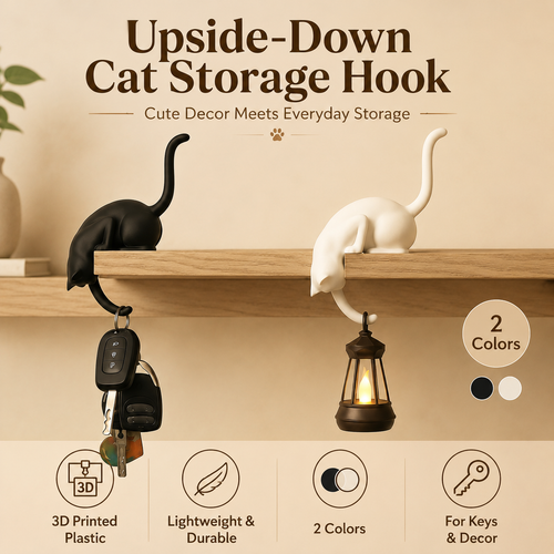 🐱 3D Printed Cartoon Cat Upside Down Hook
