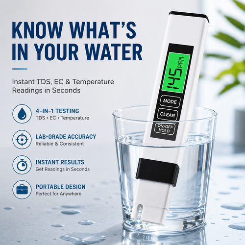 4-in-1 Digital TDS Water Tester – Portable EC & Temperature Meter