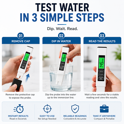 4-in-1 Digital TDS Water Tester – Portable EC & Temperature Meter