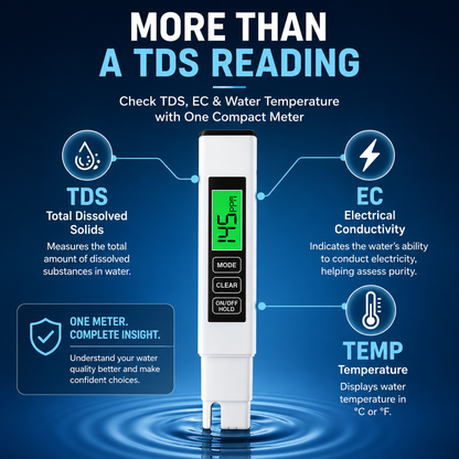 4-in-1 Digital TDS Water Tester – Portable EC & Temperature Meter