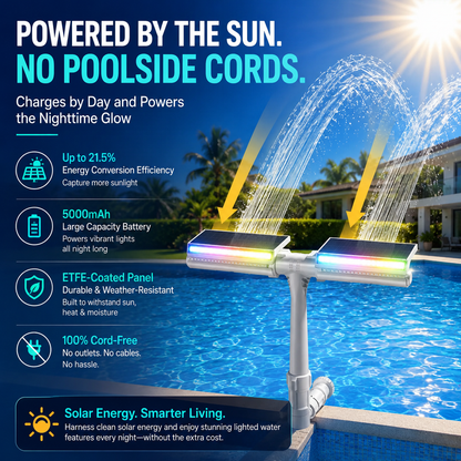 Solar Pool Fountain with RGB Lights – Dual Spray Remote-Controlled Fountain