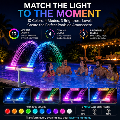 Solar Pool Fountain with RGB Lights – Dual Spray Remote-Controlled Fountain