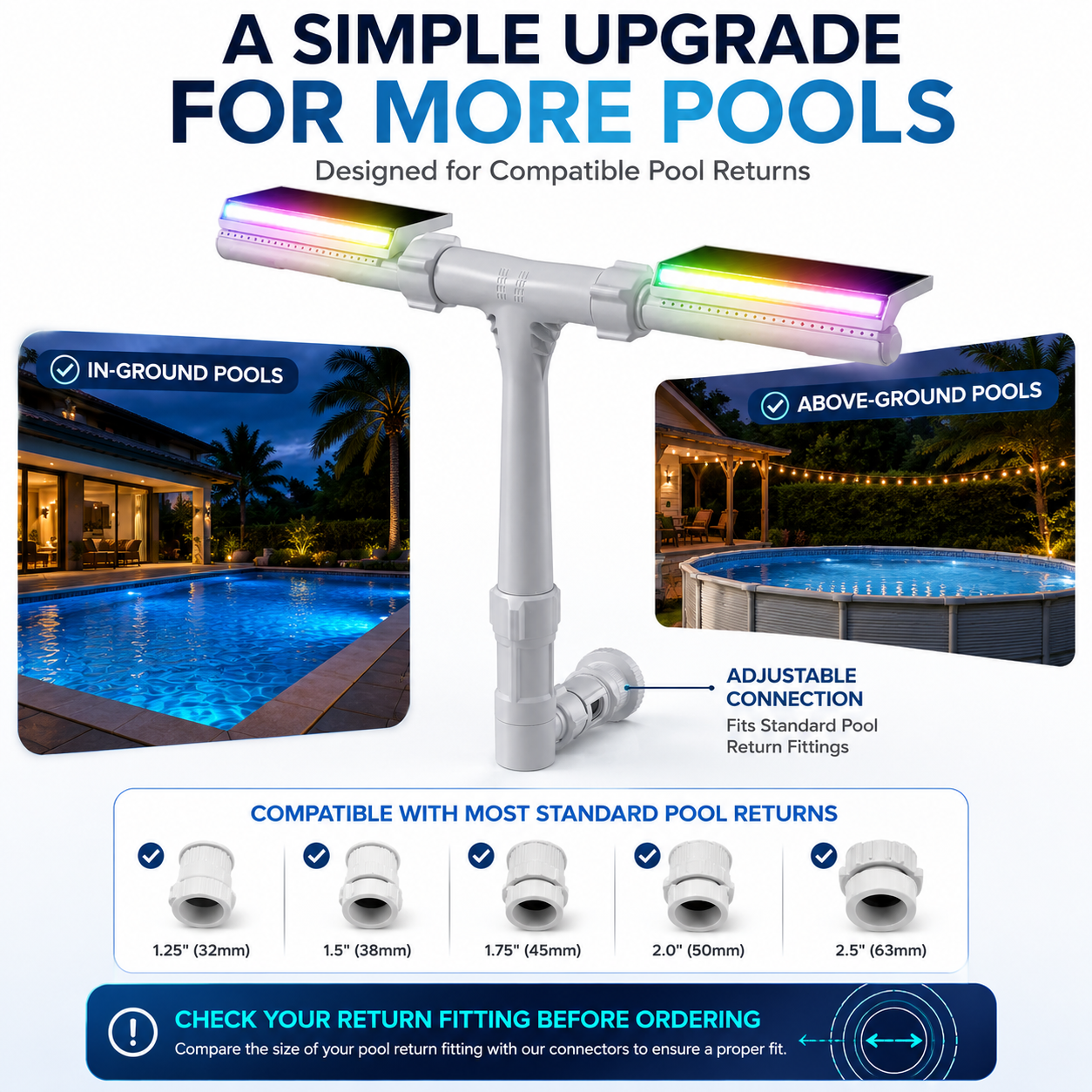 Solar Pool Fountain with RGB Lights – Dual Spray Remote-Controlled Fountain