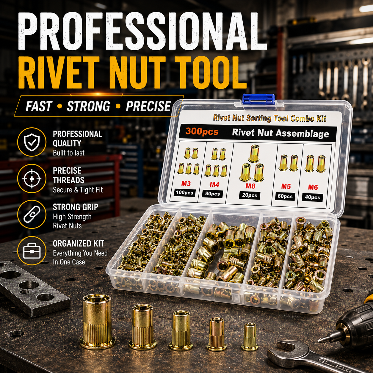🛠️🛠️Manual or Drill. One Tool Does It All- 2-in-1 Rivet Nut Tool Kit