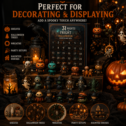 Halloween Countdown Box with Figurines - 31 Nights of Fright, Halloween Advent Calendar 2026 Gift Box
