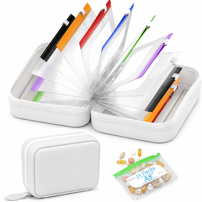 💊 14-Pouch Travel Pill Organizer – Waterproof Medicine & Vitamin Case