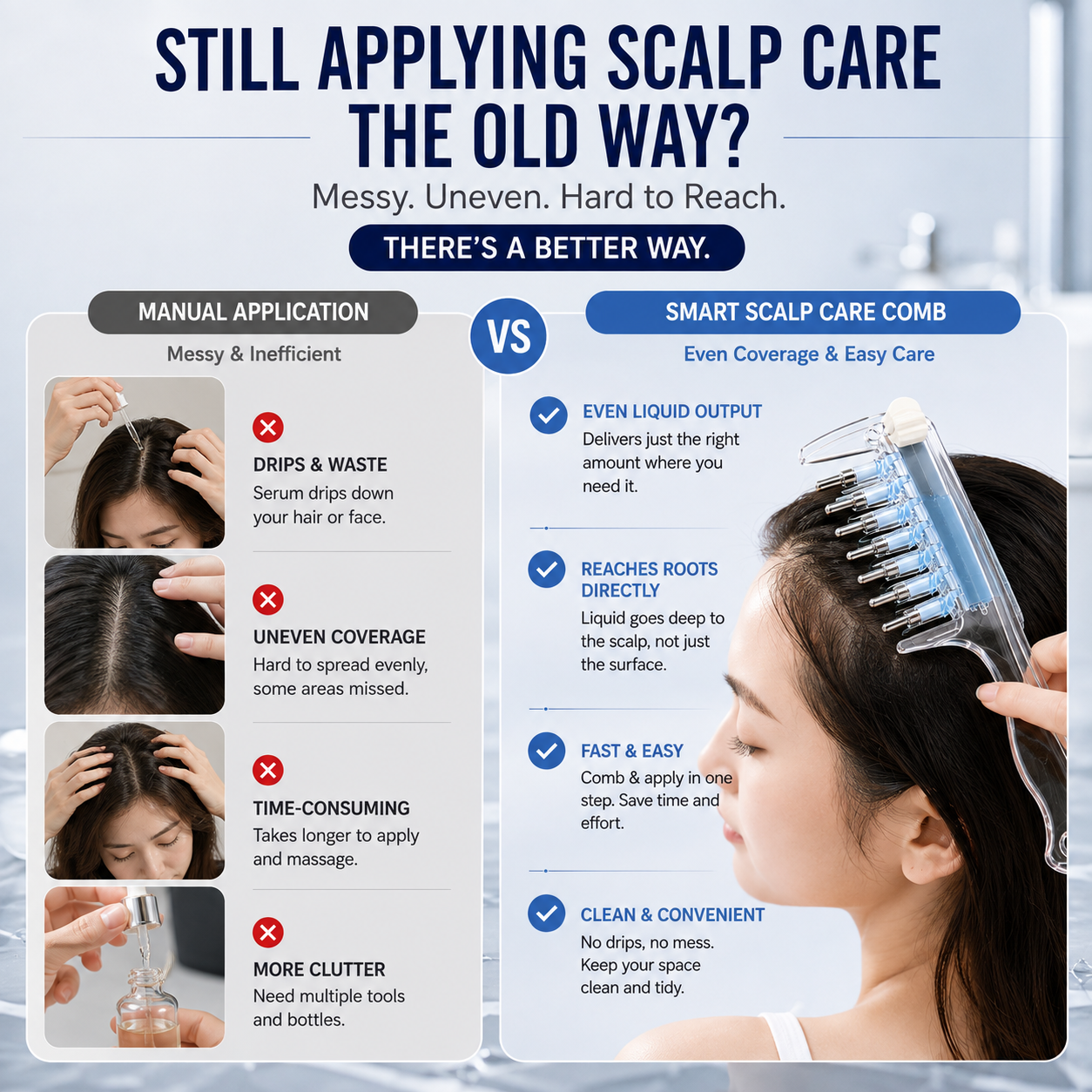 Scalp Care Serum Applicator Crystal Comb – Apply & Massage in One Step