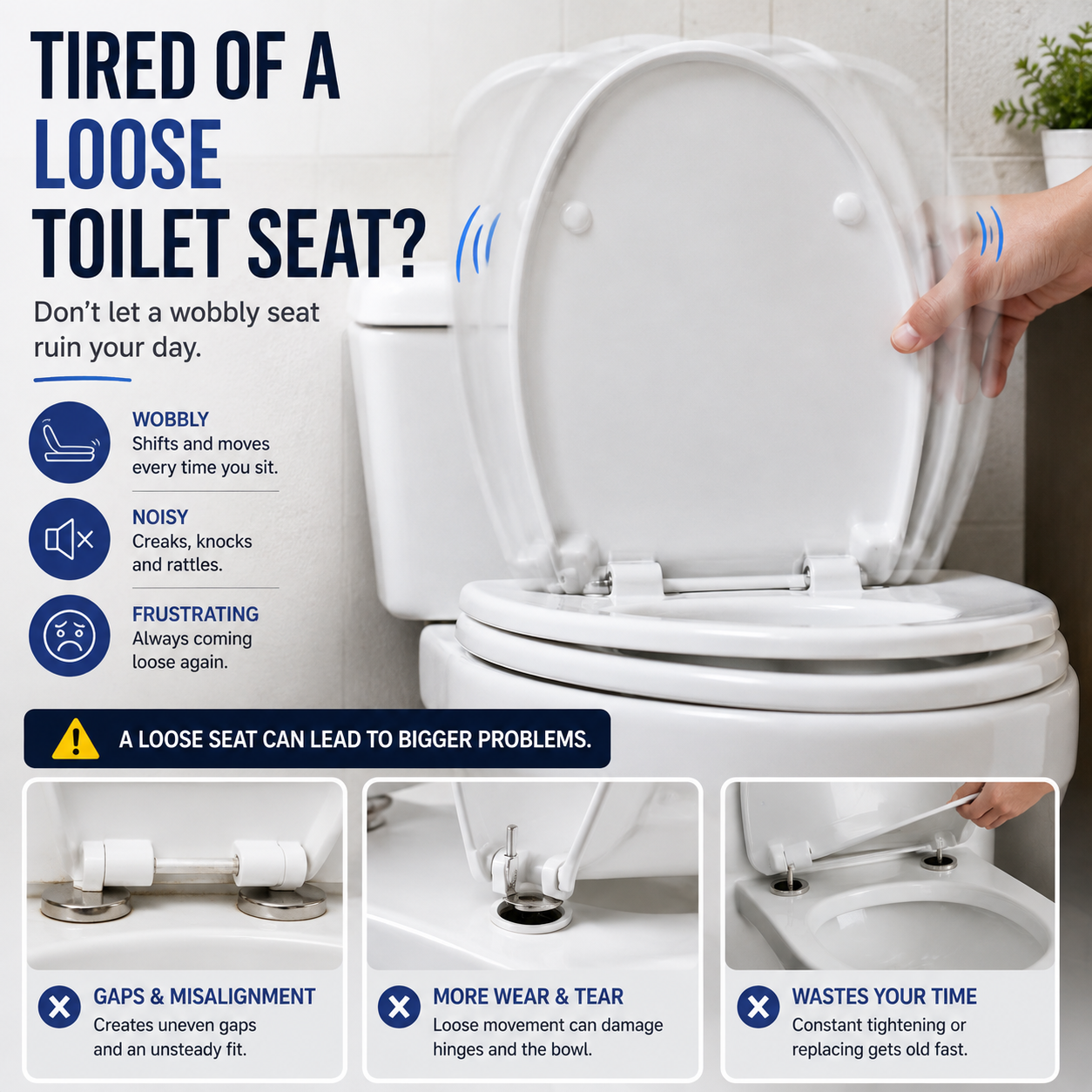 🔧Toilet Seat Fixing Kit – Stop Wobbling & Secure Your Seat