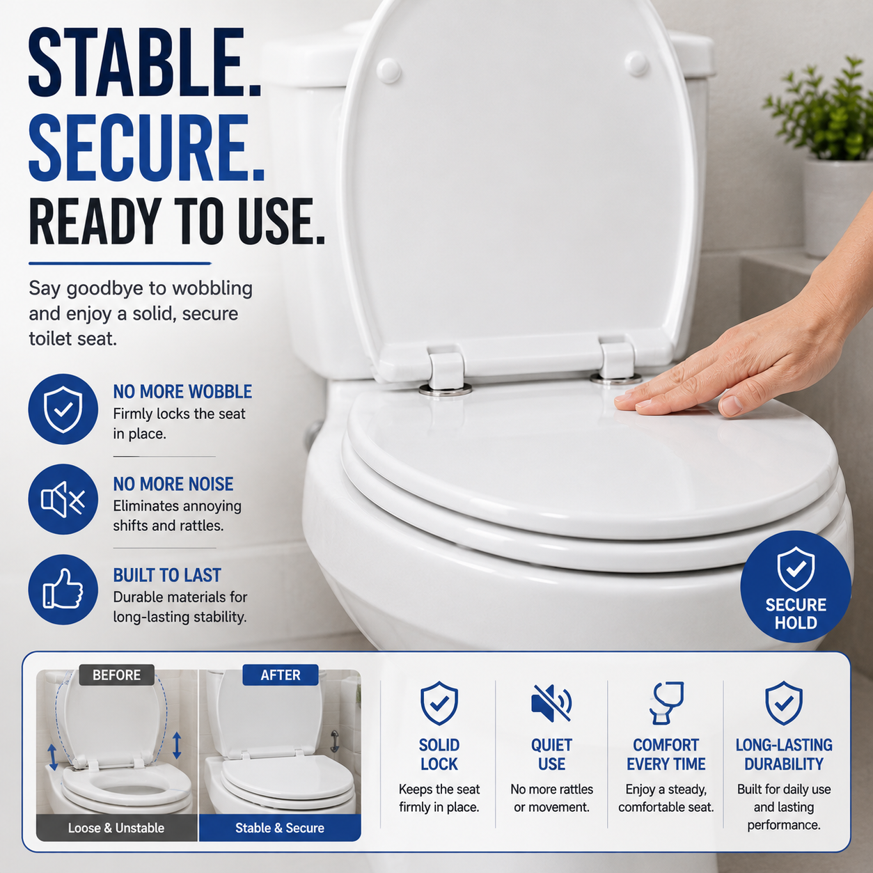 🔧Toilet Seat Fixing Kit – Stop Wobbling & Secure Your Seat
