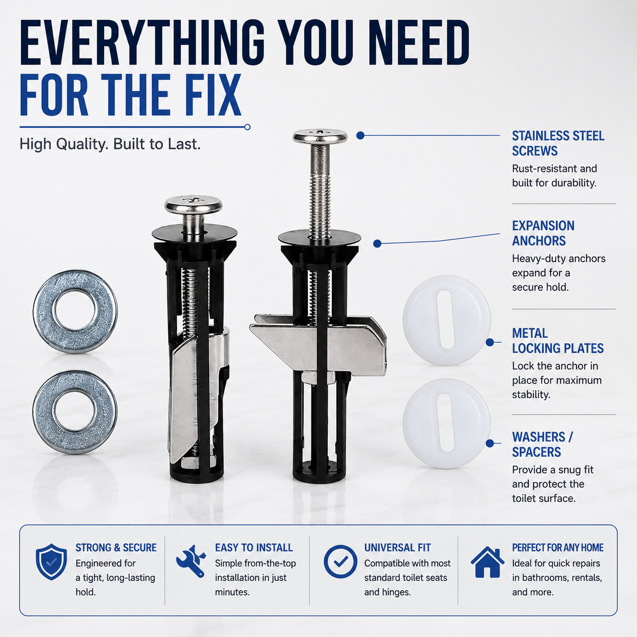 🔧Toilet Seat Fixing Kit – Stop Wobbling & Secure Your Seat