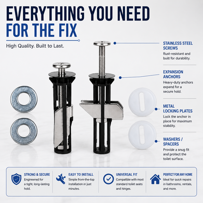 🔧Toilet Seat Fixing Kit – Stop Wobbling & Secure Your Seat