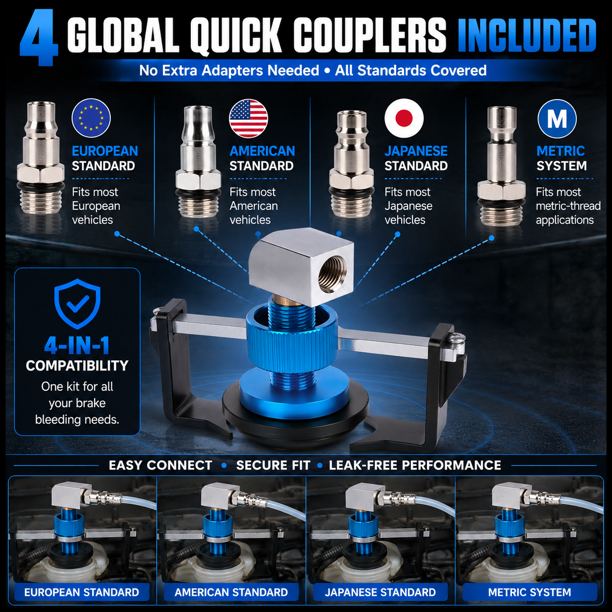 🛠️22–58mm Universal Brake Bleeder Adapter Kit with 4 Quick Couplers
