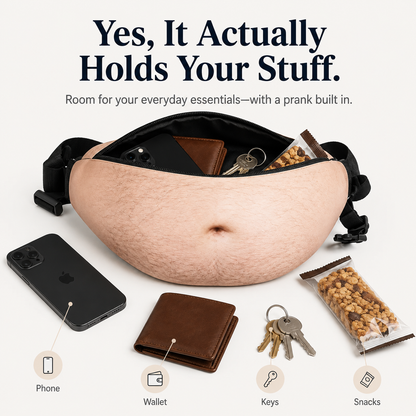 😂 Realistic Dad Bod Waist Pack – Funny Belly Fanny Bag & Gag Gift