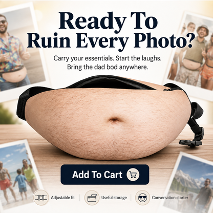 😂 Realistic Dad Bod Waist Pack – Funny Belly Fanny Bag & Gag Gift