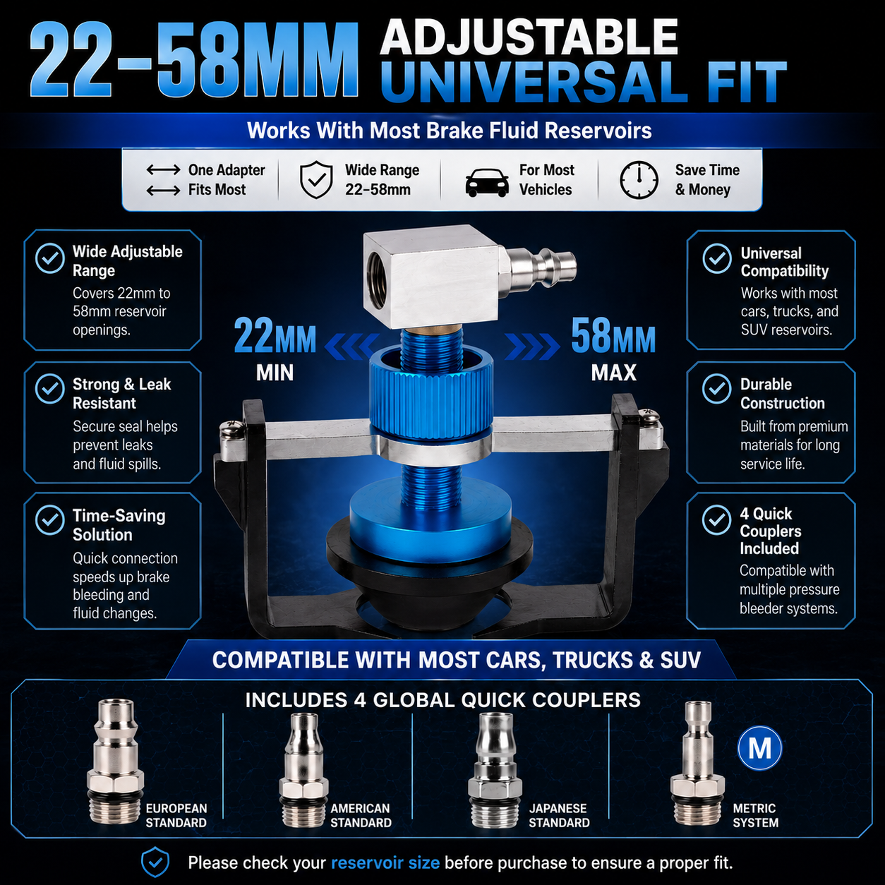 🛠️22–58mm Universal Brake Bleeder Adapter Kit with 4 Quick Couplers