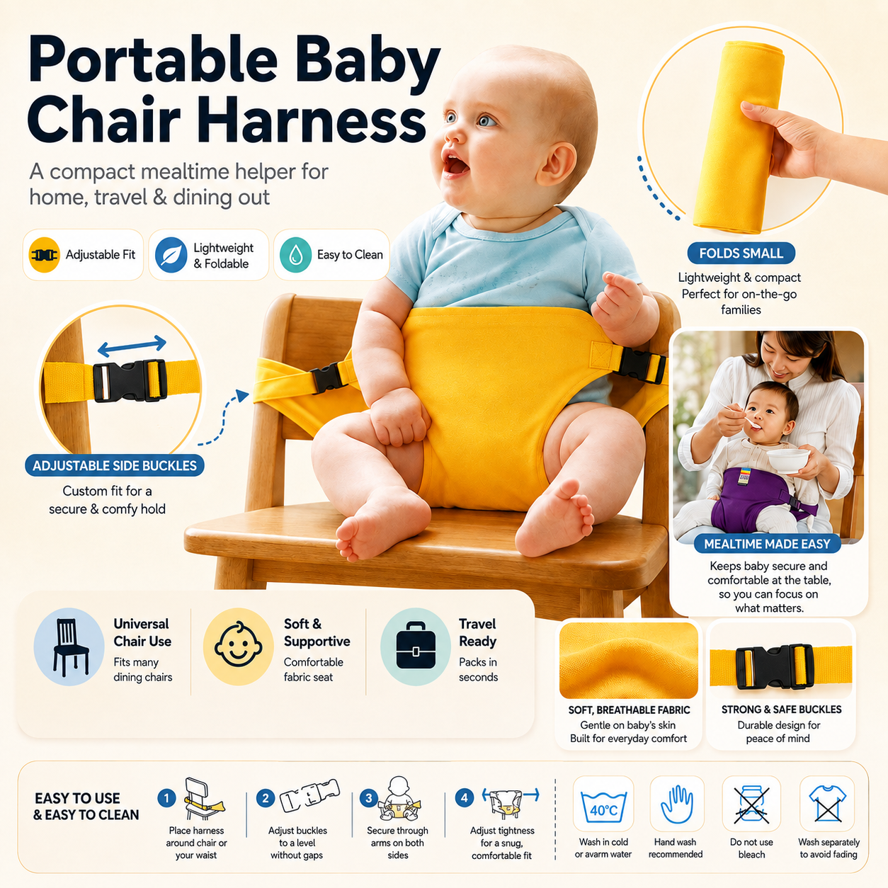 ✨Harness Seat for High Chair Baby Feeding Safety Seat with Strap