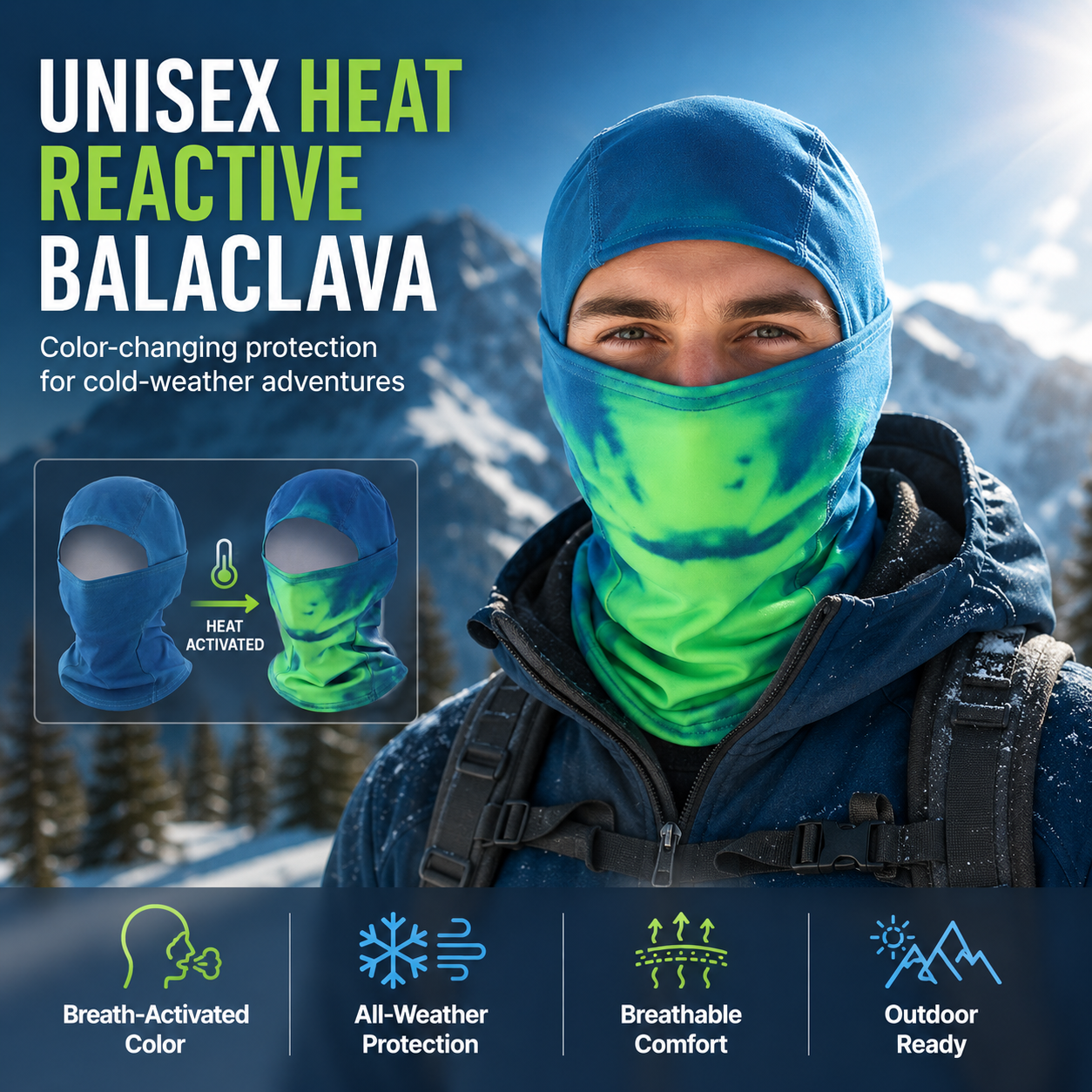 ❄️Unisex Heat Reactive Balaclava,Temperature Sensitive Color Changing Mask