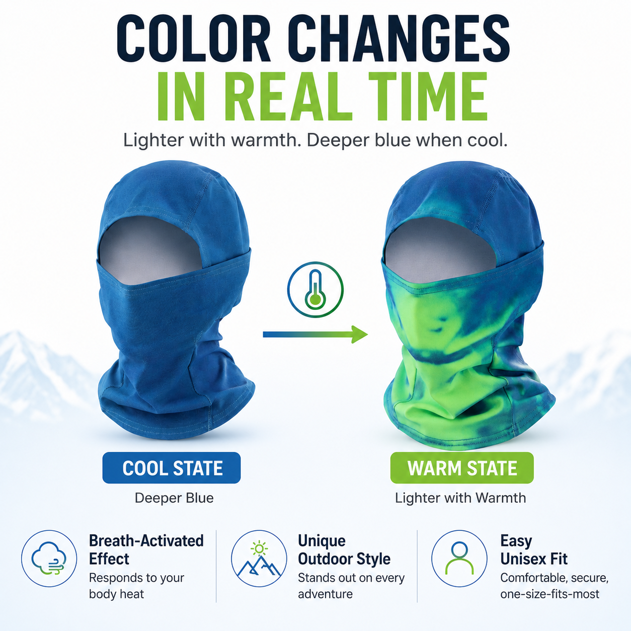 ❄️Unisex Heat Reactive Balaclava,Temperature Sensitive Color Changing Mask