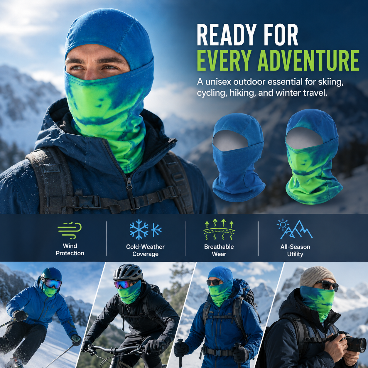 ❄️Unisex Heat Reactive Balaclava,Temperature Sensitive Color Changing Mask