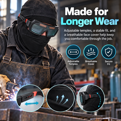 True Color Welding Glasses Solar Powered Auto Darkening Welding Goggles with breathable face mask for TIG MIG MMA Plasma