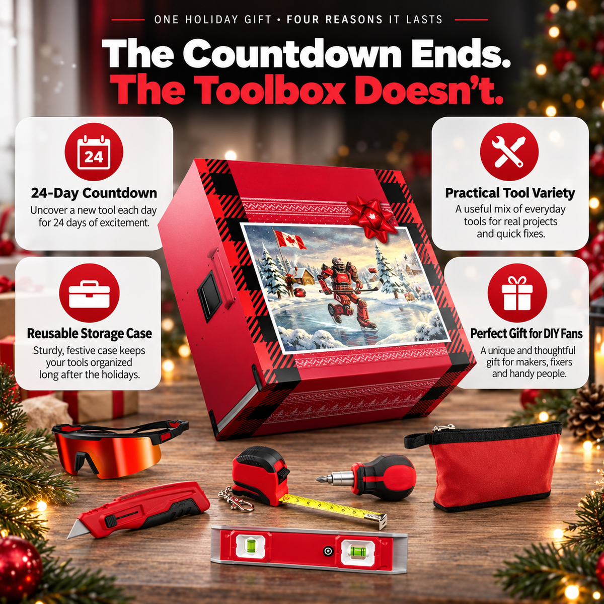 Christmas tool gift set with useful tools