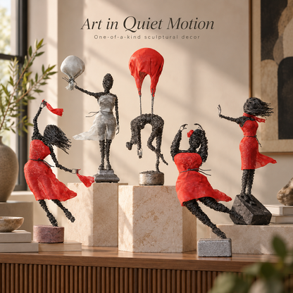 Expressive Wire Motion Sculpture – Artistic Figurine Home Decor