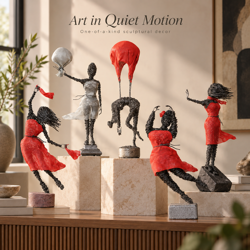 Expressive Wire Motion Sculpture – Artistic Figurine Home Decor