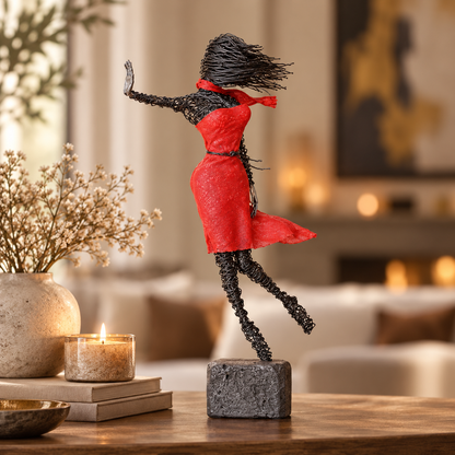 Expressive Wire Motion Sculpture – Artistic Figurine Home Decor