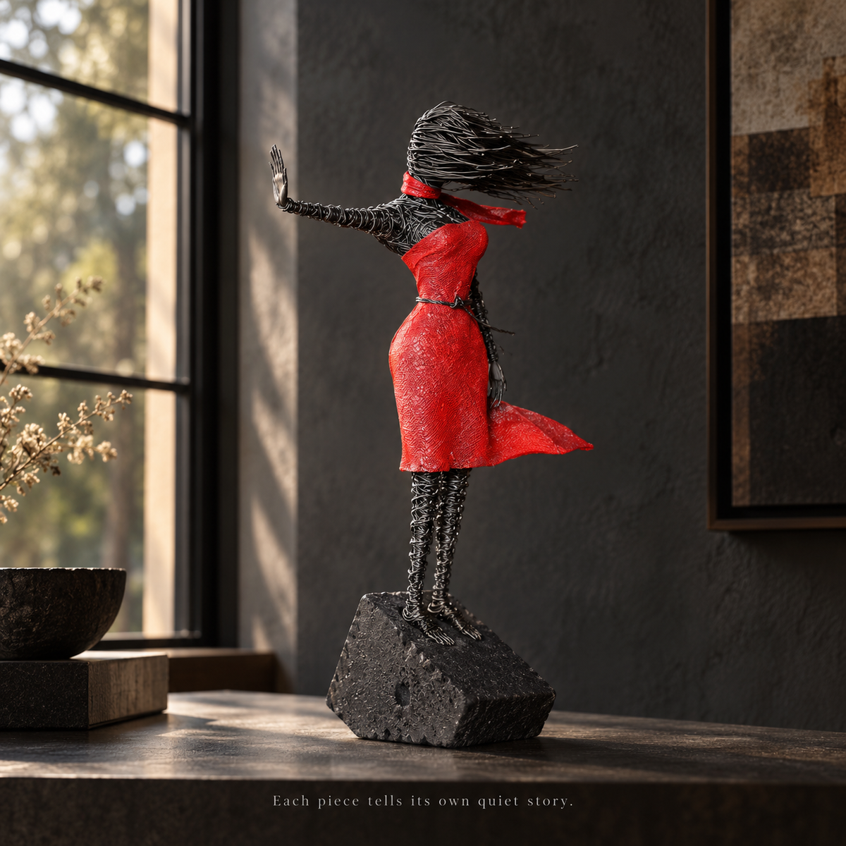 Expressive Wire Motion Sculpture – Artistic Figurine Home Decor