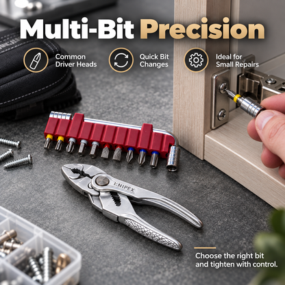 🛠️Compact EDC Repair Tool Kit – Mini Ratchet, Driver Bits, Pliers & Multi-Tool in Portable Zip Pouch