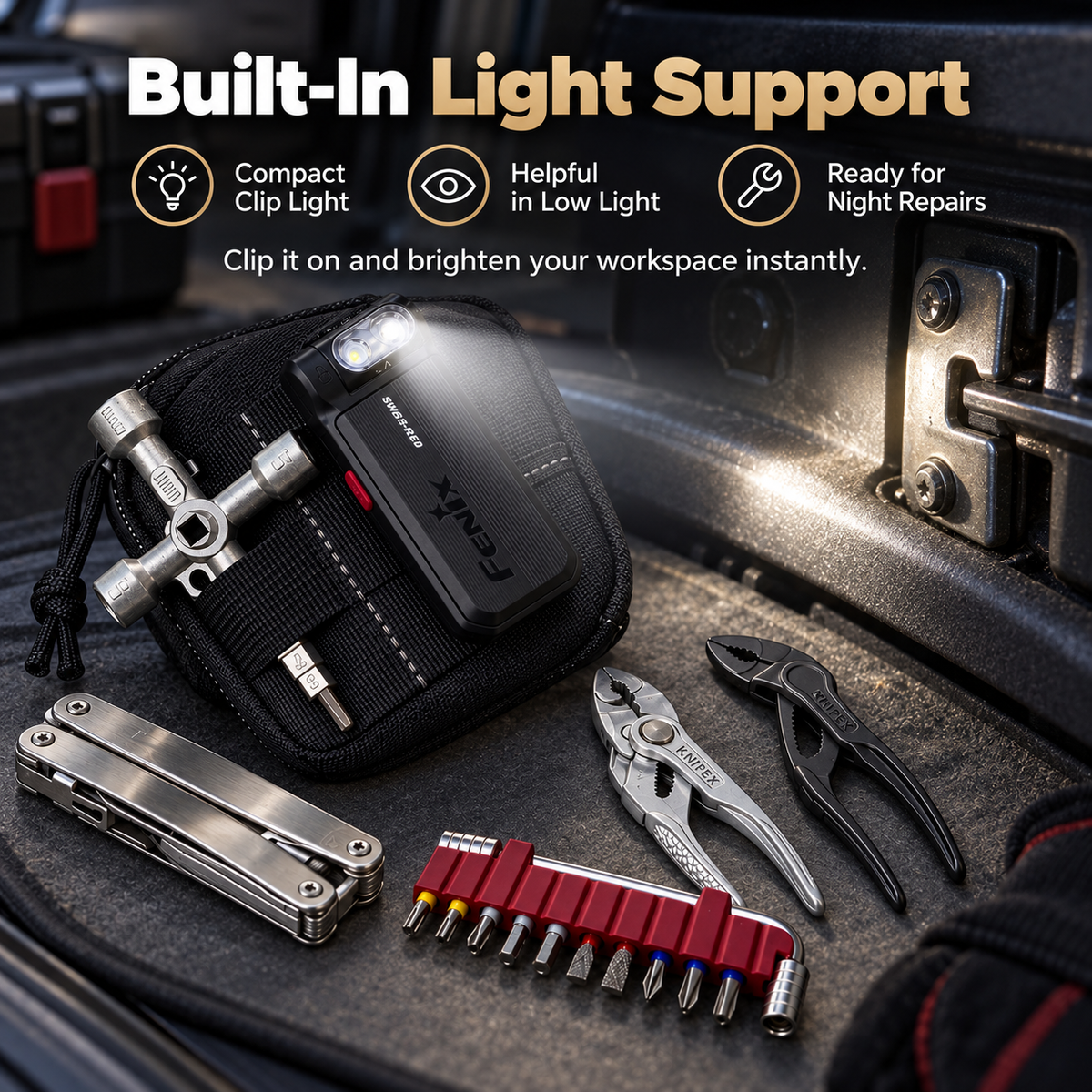 🛠️Compact EDC Repair Tool Kit – Mini Ratchet, Driver Bits, Pliers & Multi-Tool in Portable Zip Pouch