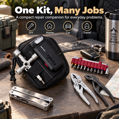 🛠️Compact EDC Repair Tool Kit – Mini Ratchet, Driver Bits, Pliers & Multi-Tool in Portable Zip Pouch