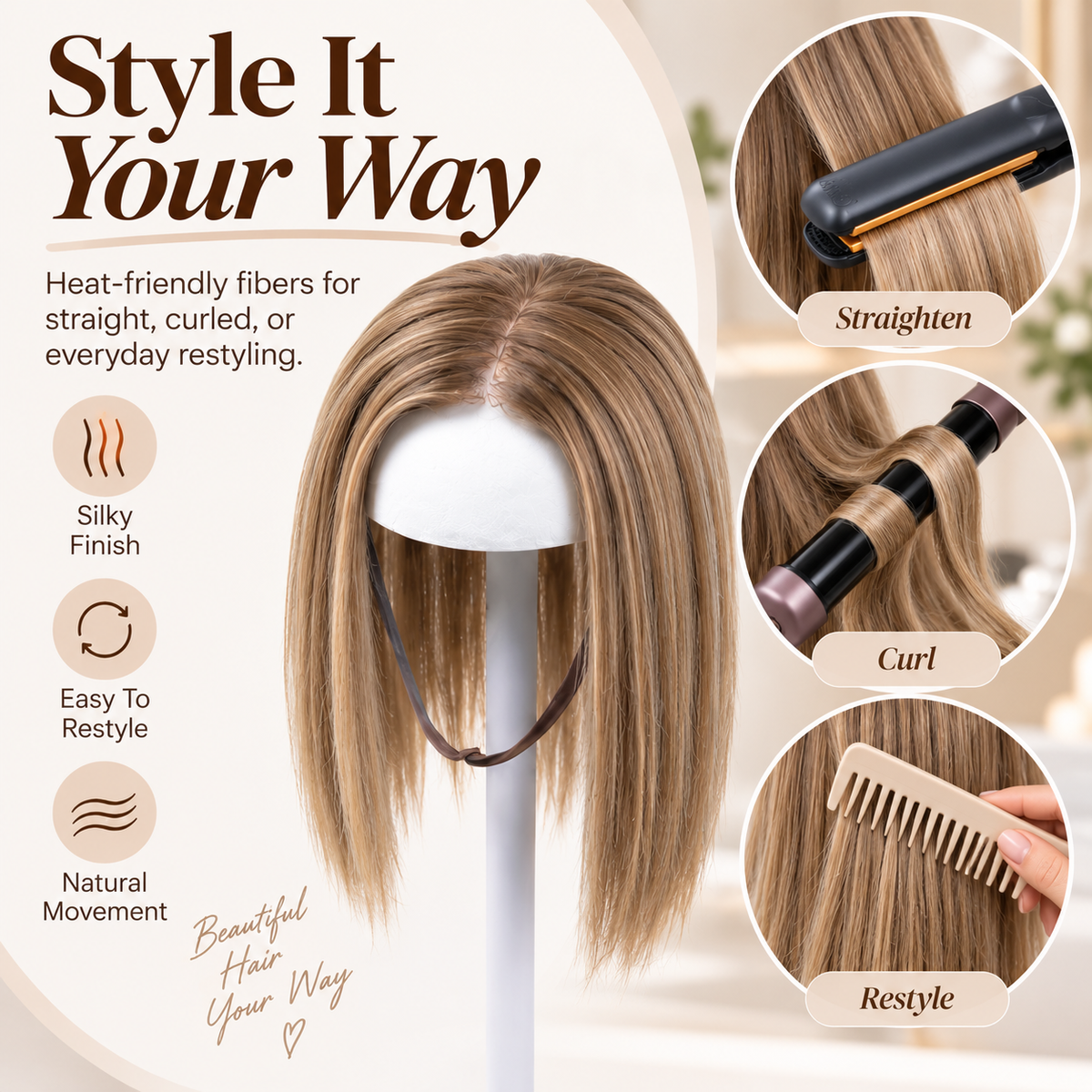 ✨ Fuller-Looking Hair in Minutes – Natural Clip- Hair Topper