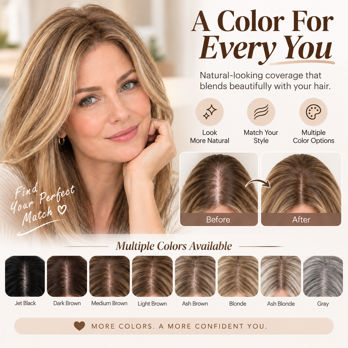 ✨ Fuller-Looking Hair in Minutes – Natural Clip- Hair Topper