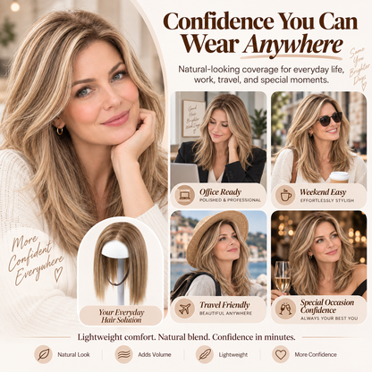 ✨ Fuller-Looking Hair in Minutes – Natural Clip- Hair Topper