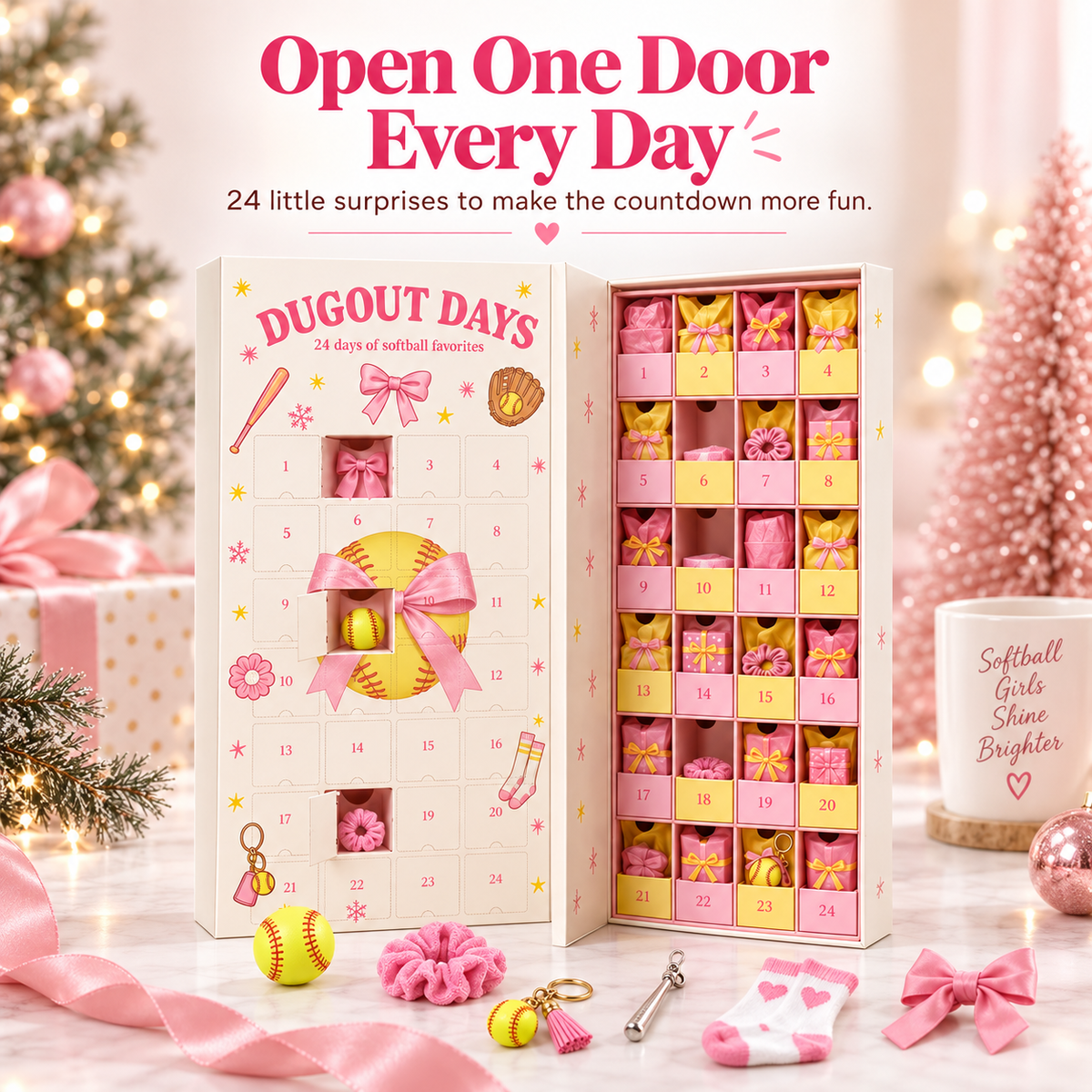 Open one door every day softball advent calendar