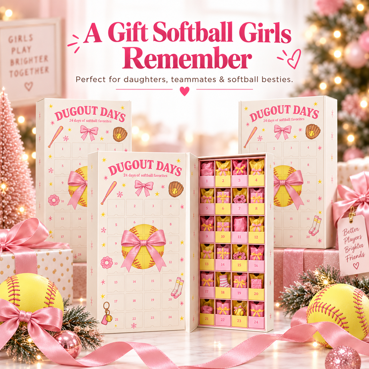 Softball advent calendar Christmas gift for daughters and teammates