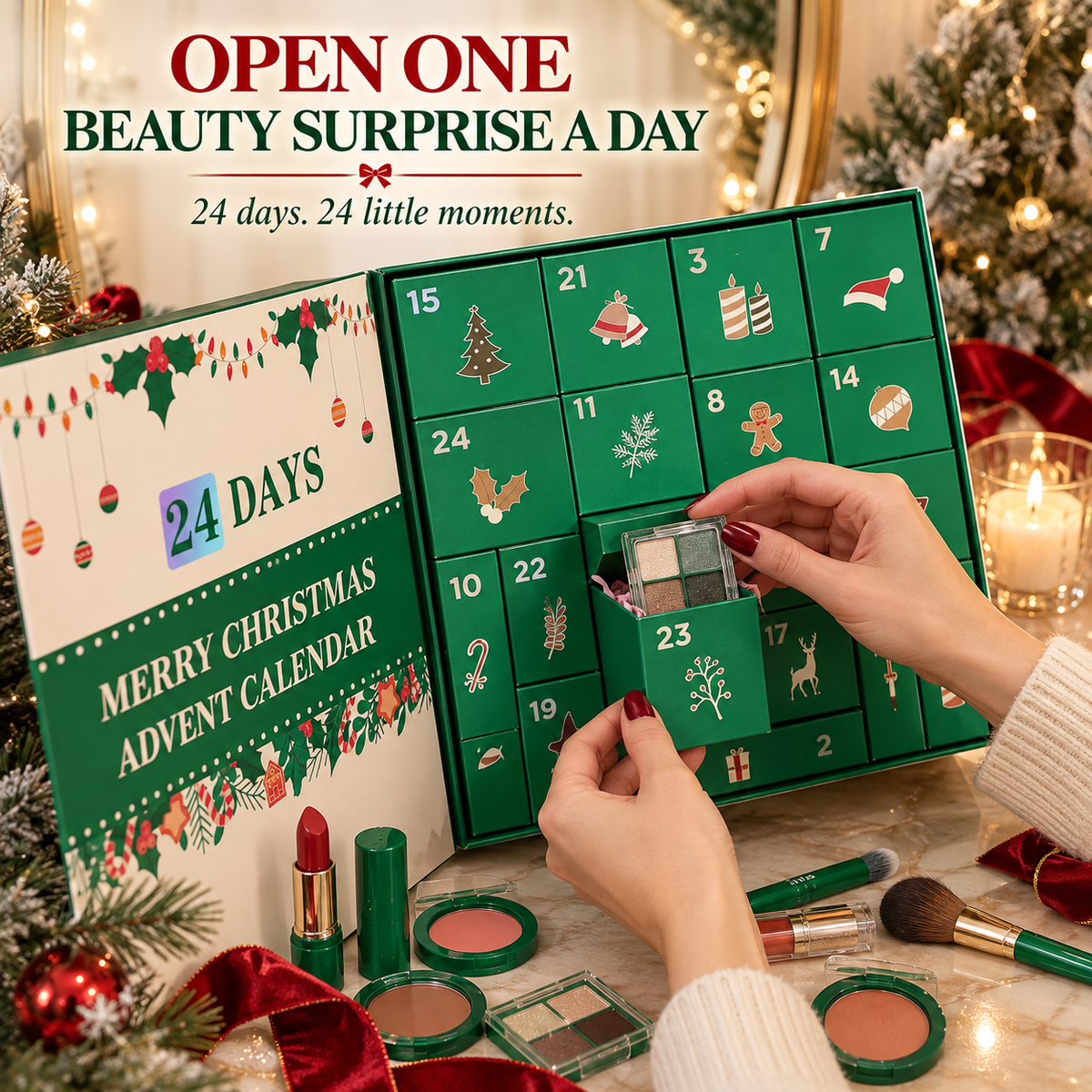Opening one makeup beauty surprise each day