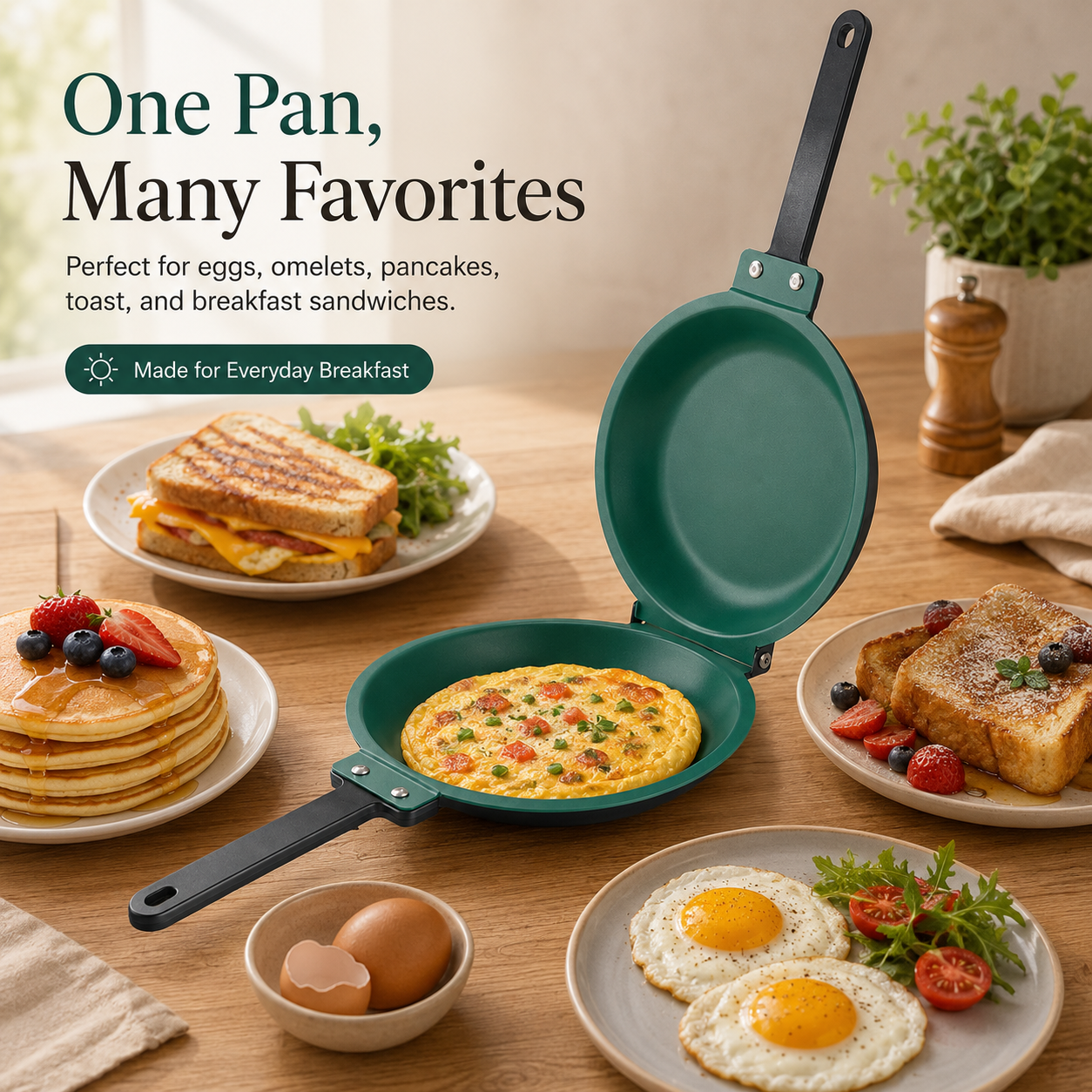 🔥49% OFF 🍳 Double-Sided Flip Frying Pan – Nonstick Omelette & Pancake Maker