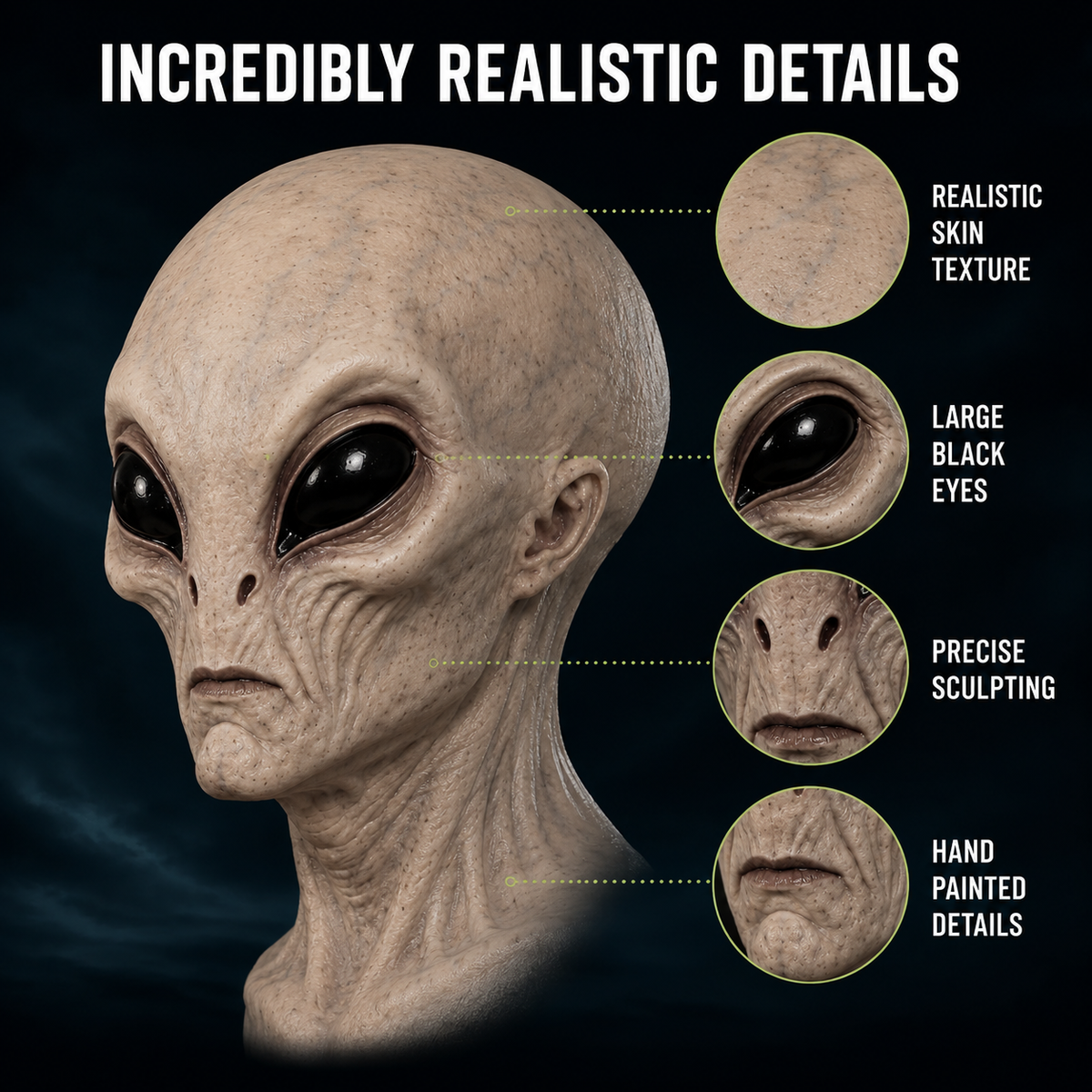 Ultra-Realistic Alien Silicone Mask – Adult Halloween Costume & Cosplay Prop