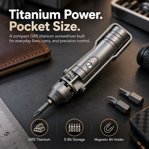 GR5 Titanium Pocket Screwdriver – 5-Bit Magnetic EDC Repair Tool