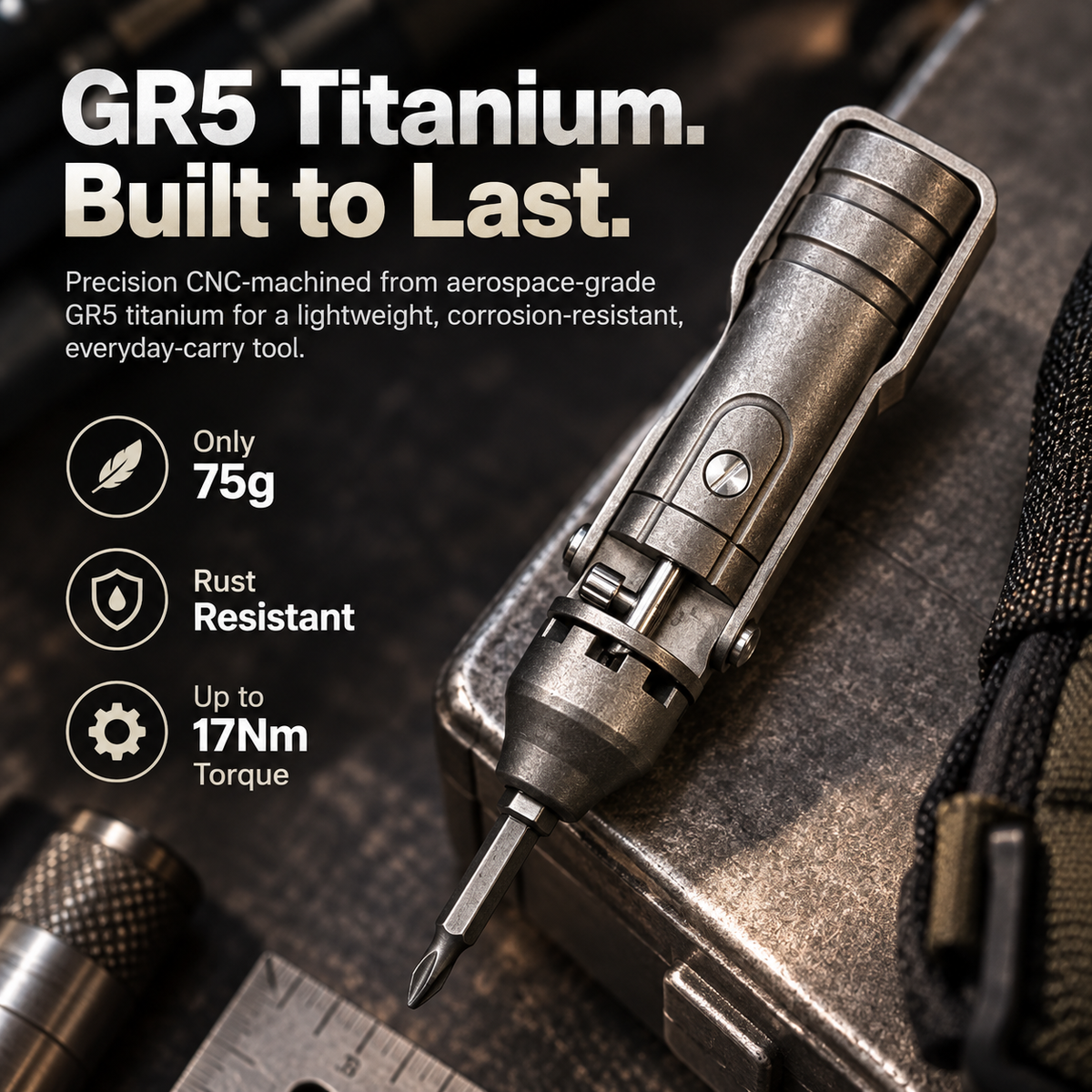 GR5 Titanium Pocket Screwdriver – 5-Bit Magnetic EDC Repair Tool