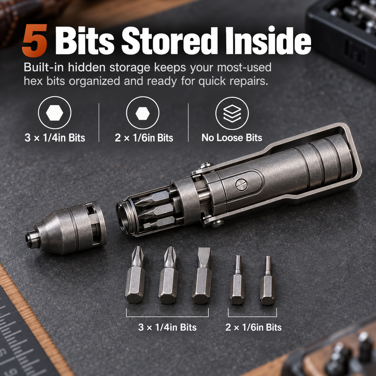 GR5 Titanium Pocket Screwdriver – 5-Bit Magnetic EDC Repair Tool