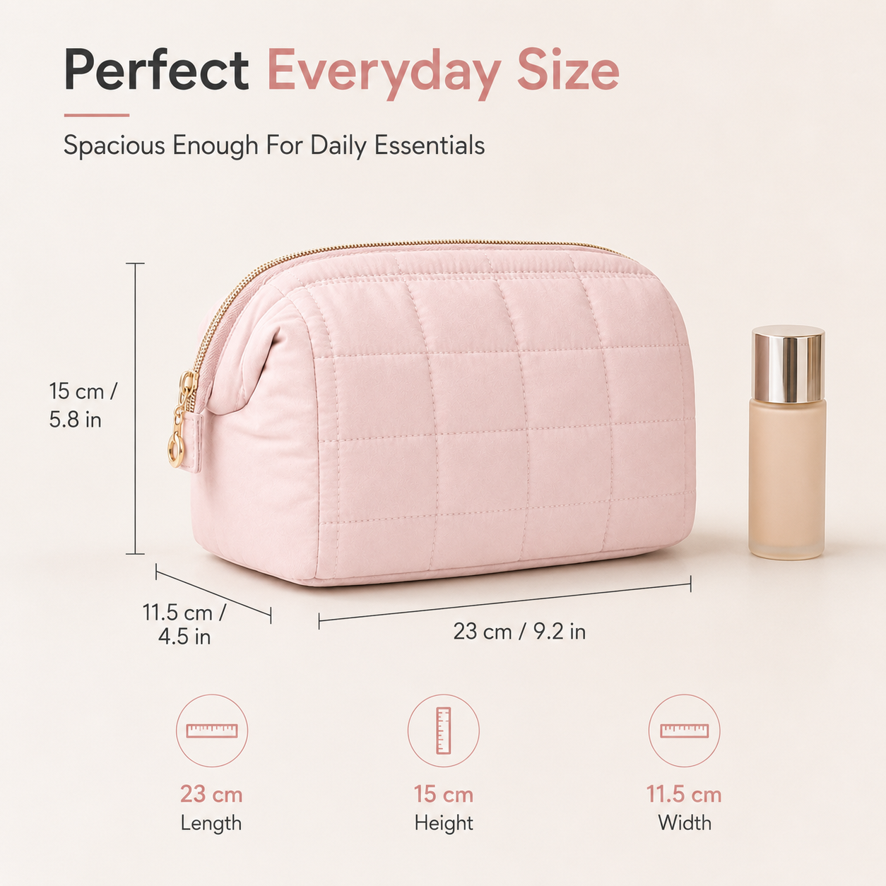 Large Capacity Quilted Travel Makeup Bag – Portable Cosmetic & Toiletry Organizer for Women