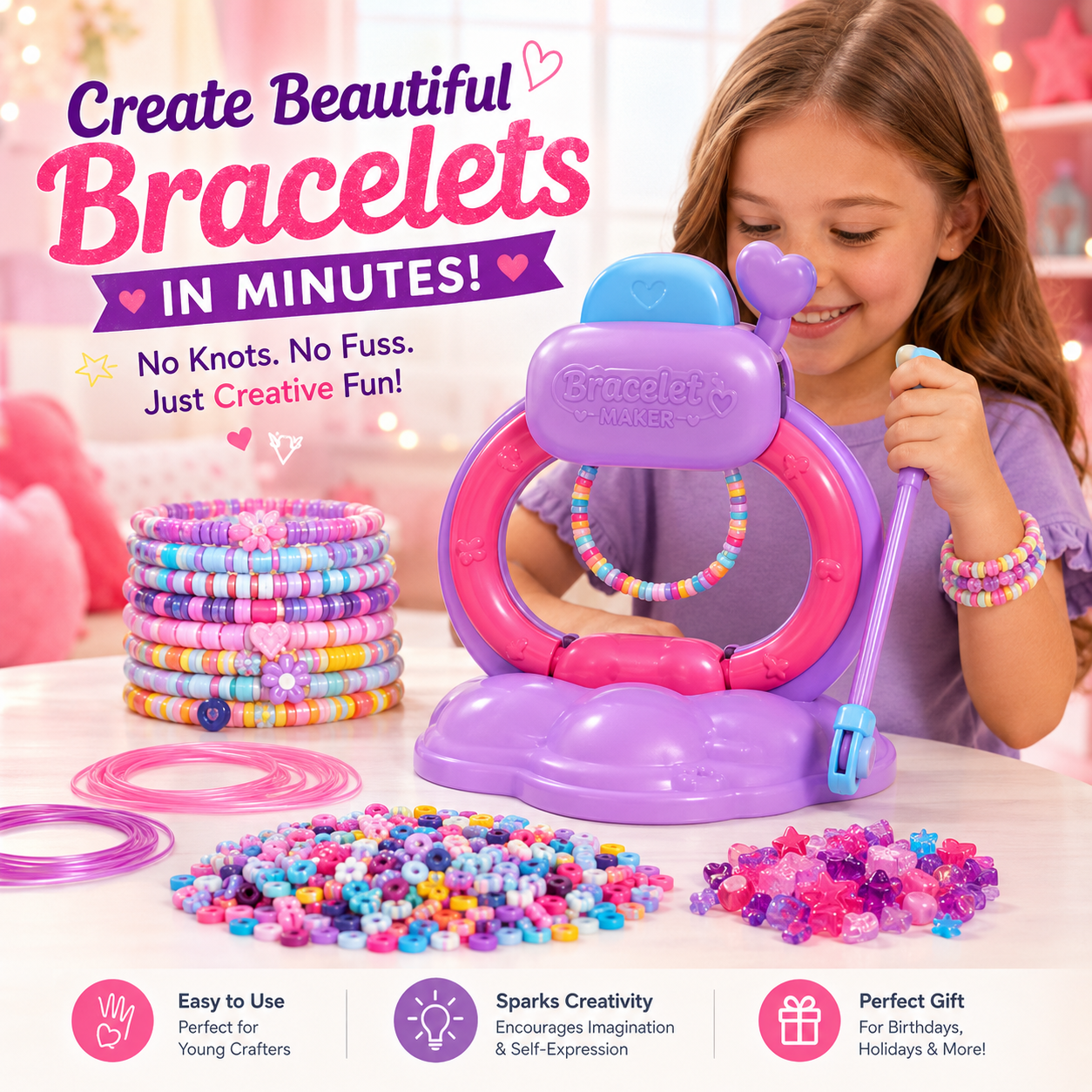 🔥 LAST DAY 50% OFF-✨ DIY Bracelet Maker Kit for Kids – Create Colorful Friendship Bracelets in Minutes 🎀