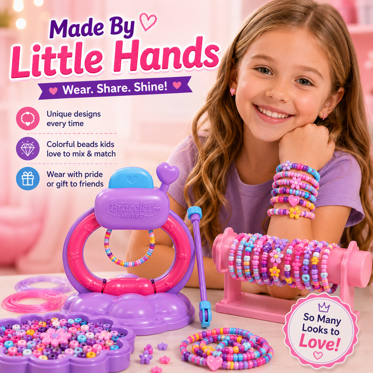 🔥 LAST DAY 50% OFF-✨ DIY Bracelet Maker Kit for Kids – Create Colorful Friendship Bracelets in Minutes 🎀
