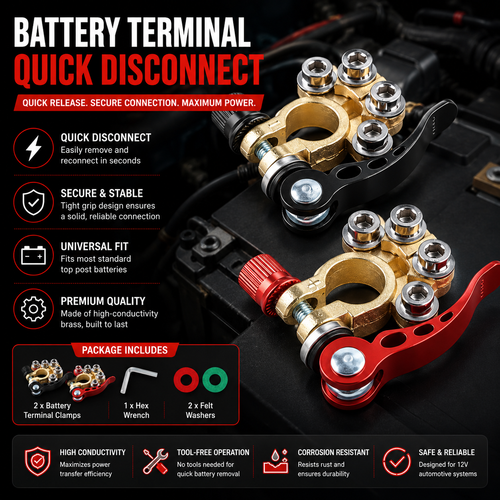 🚗2PCS 4-Way Quick Release Battery Terminal Connectors