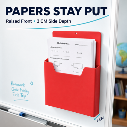 🗂️Magnetic File Organizer🧲 Wall-Mount Folder Holder for Classroom, Office, Whiteboard & Refrigerator